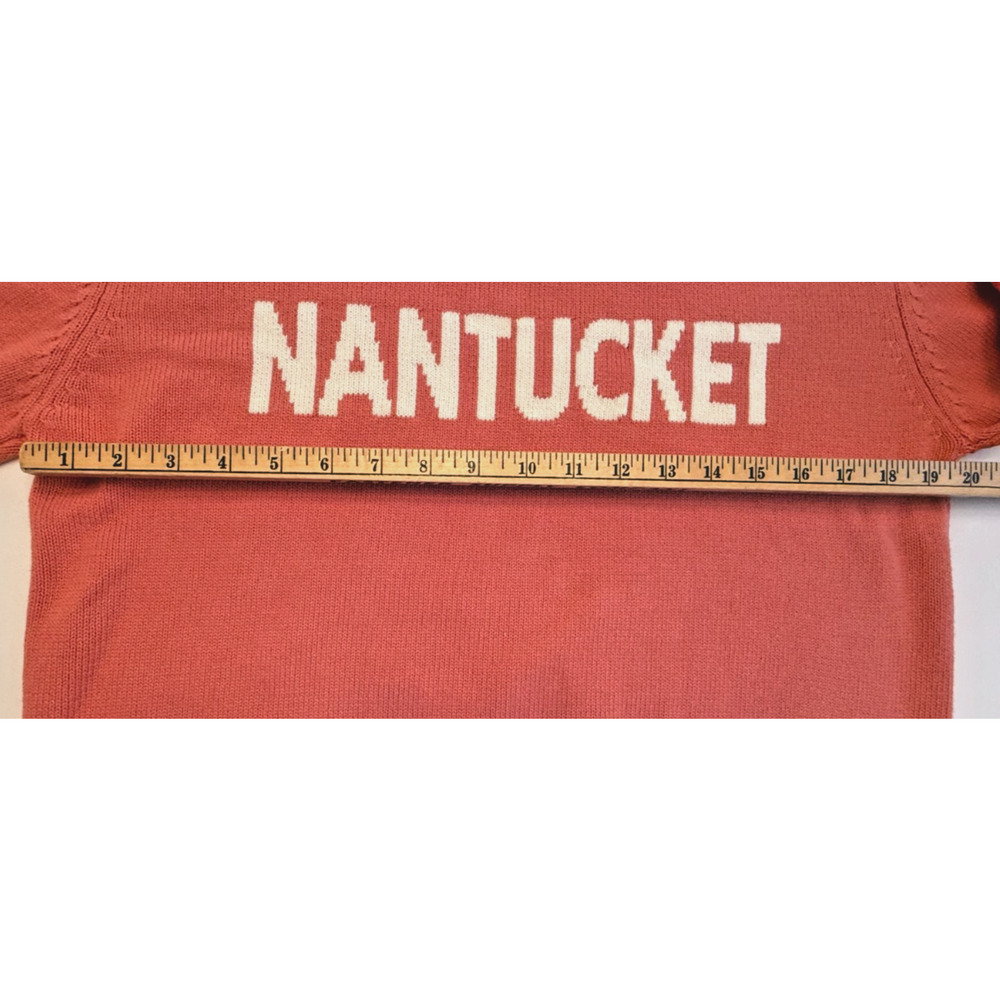 Nantucket Sweater Womens M Coral Cotton Crewneck Coastal Resort by Thoughtful - Picture 8 of 9